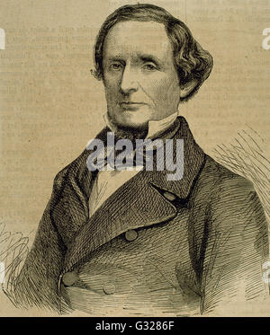 Jefferson Finis Davis (1808-1889). American politician. He was a U.S. Representative and Senator from Mississippi, the 23rd U.S. Secretary of War, and the President of the Confederate States of America during the American Civil War (1861-1865). Portrait. Engraving. Stock Photo