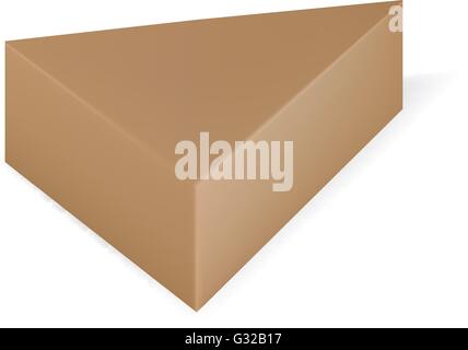 VECTOR PACKAGING: Brown triangle packaging box on isolated white background. Mock-up template ready for design. Stock Vector