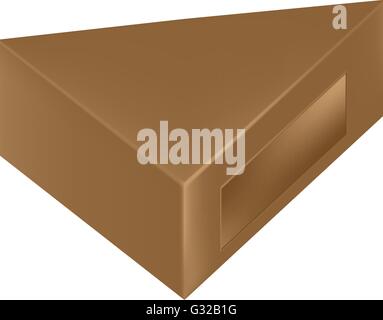 VECTOR PACKAGING: Brown triangle packaging box with window on isolated white background. Mock-up template ready for design. Stock Vector