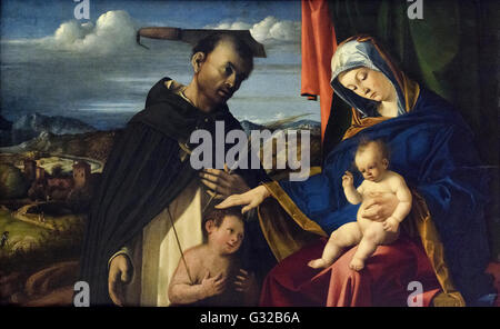 Lorenzo Lotto (ca. 1480-1556/7), Madonna and Child with Saint Peter Martyr, 1503. Stock Photo