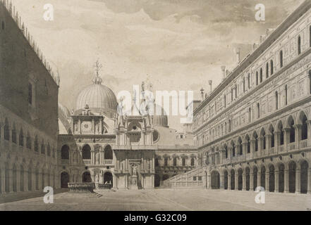 Charles Garnier - The courtyard of the Doge's palace in Venice   - Musée d’Orsay, Paris Stock Photo