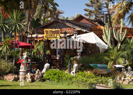 El Velero Bar on the beach, Torremolinos, Malaga province, Costa del Sol, Andalusia, Spain, Europe, PublicGround Stock Photo