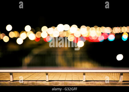 Abstract city lights background . Street and skyline lights Stock Photo