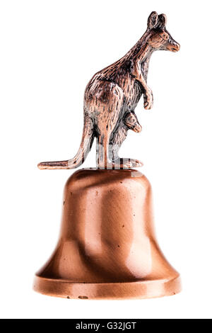 an australian kangaroo souvenir bell isolated over a white background Stock Photo