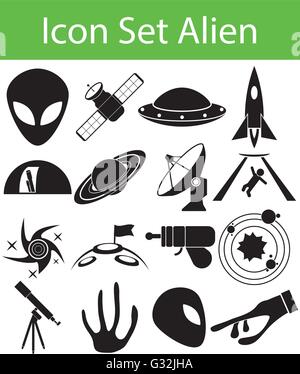 Icon Set Aliens with 16 icons for the creative use in graphic design Stock Vector