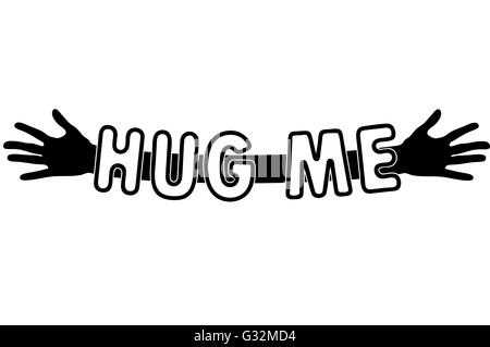 Hug me written in open arms and hands silhouette, vector Stock Vector ...