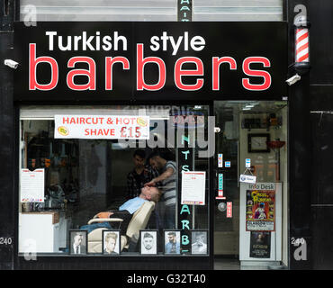 Turkish style Barber shop on Sauchiehall Street in Glasgow, Scotland, United Kingdom Stock Photo