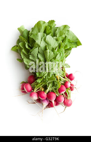 Bunch of fresh radishes. Fresh radishes isolated on white background. Stock Photo