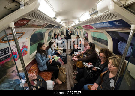 Interior of carriage on Glasgow Underground system in Scotland, united Kingdom Stock Photo