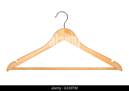 Wooden Coat Hanger Isolated on White Background (with clipping path) Stock Photo