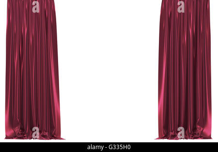 Red curtain isolated on white background. Include clipping path Stock Photo