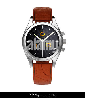 Analogue wristwatch with digital touch screen.  Smart watch concept. Stock Photo