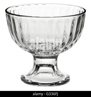 Empty glass dessert bowl isolated on white background with clipping path. Stock Photo