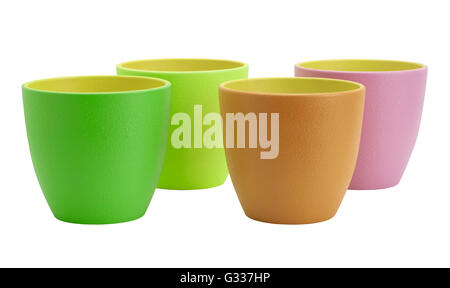 Flower pots isolated on white. Include clipping path Stock Photo
