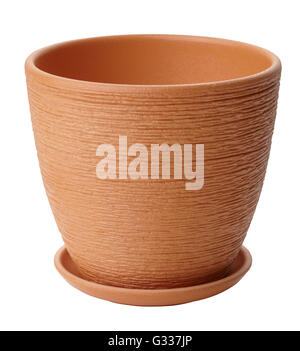 Clay plant pot isolated on white. Include clipping path Stock Photo