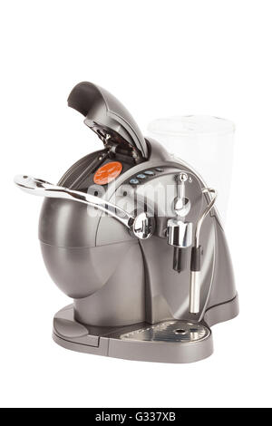 Coffee Machine Side Capsule espresso coffee maker or coffee machine. Side view. Isolated on ...