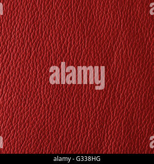 Red leather texture. Close up, top view. Stock Photo