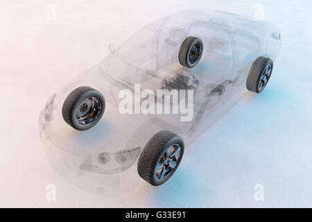 X-ray car isolated on white. 3d illustration Stock Photo