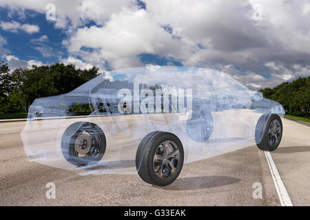 X-ray car on the road. 3d illustration Stock Photo