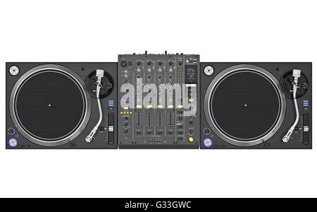 Set dj music mixer table, top view Stock Photo