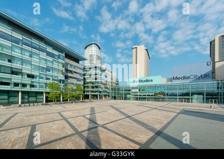 MediaCityUK, whose tenants list the BBC, ITV, Granada, located in the Salford Quays area of Greater Manchester. Stock Photo