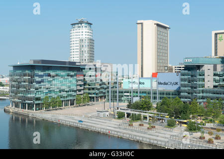 MediaCityUK, whose tenants list the BBC, ITV, Granada, located in the Salford Quays area of Greater Manchester. Stock Photo