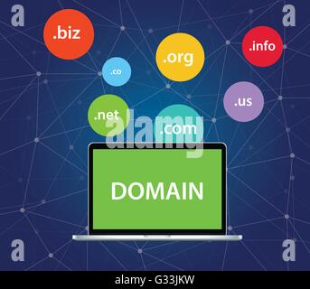 domain icon symbol on top of the computer laptop vector graphic Stock Vector