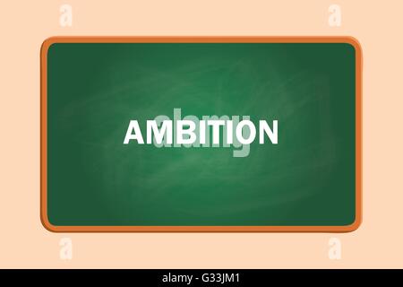 ambition text with green board chalk effect vector graphic Stock Vector