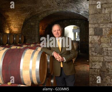 The Marchese Piero Antinori, winemaker, photographed in the cellar of ...