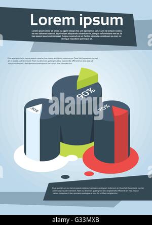 3d cylinder percent infographic. Vector pillar chart on white ...