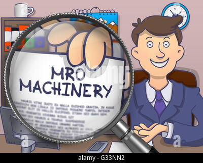 MRO Machinery through Lens. Doodle Design. Stock Photo