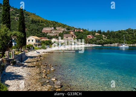 The Beach At The Village Of Kalami, Corfu Island, Greece Stock Photo