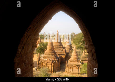 Scenic above Bagan in Myanmar. Bagan is an ancient city with thousands of historic buddhist temples and stupas. Stock Photo