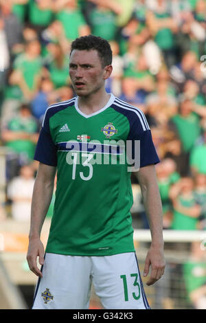 27th May 2016 - Vauxhall International Challenge (Friendly). Northern Ireland 3 Belarus 0. Northern Ireland's Corry Evans (13) in action. Stock Photo