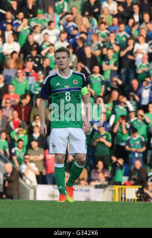 27th May 2016 - Vauxhall International Challenge (Friendly). Northern Ireland 3 Belarus 0. Northern Ireland's captain Steven Davis (8) in action. Stock Photo