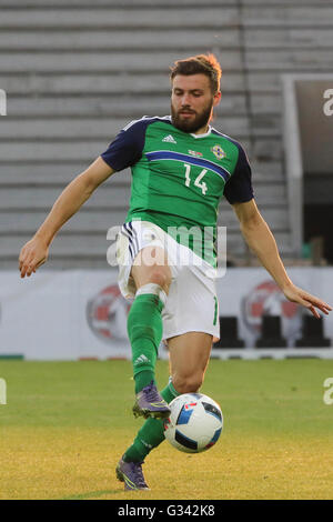 27th May 2016 - Vauxhall International Challenge (Friendly). Northern Ireland 3 Belarus 0. Northern Ireland's Stuart Dallas (14) in action. Stock Photo