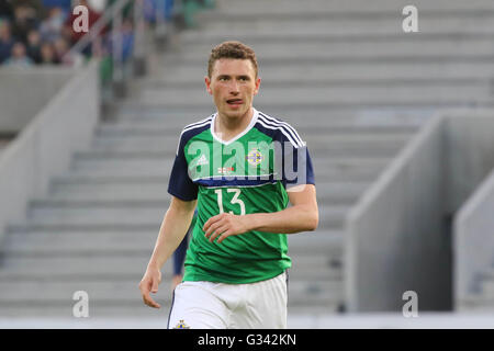 27th May 2016 - Vauxhall International Challenge (Friendly). Northern Ireland 3 Belarus 0. Northern Ireland's Corry Evans (13) in action. Stock Photo