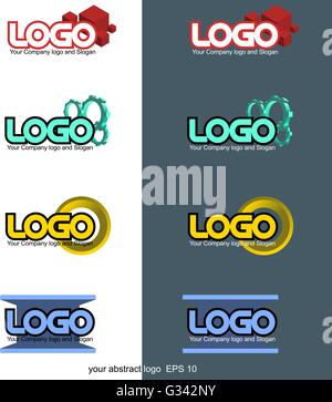 Abstract 3d logo set collection. Digital vector image. Stock Vector
