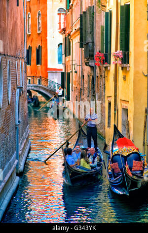 Gondola on canal in Venice Stock Photo