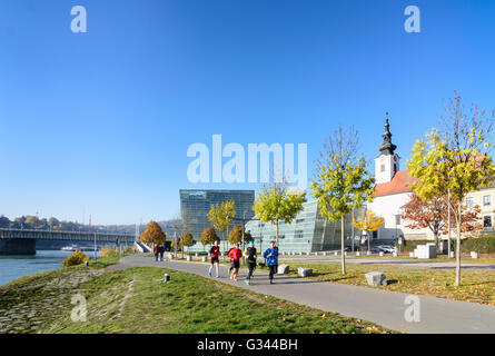 Ars Electronica Center and Parish church Urfahr, Austria, Oberösterreich, Upper Austria, Zentralraum, Linz Stock Photo