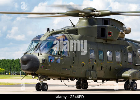 Royal Air Force (RAF) AgustaWestland AW101 (EH Industries EH-101) Merlin multi role tansport helicopter ZK001. Stock Photo