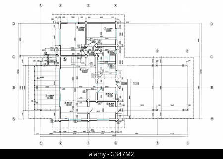 floor plan blueprints, engineering and architecture drawings Stock Photo