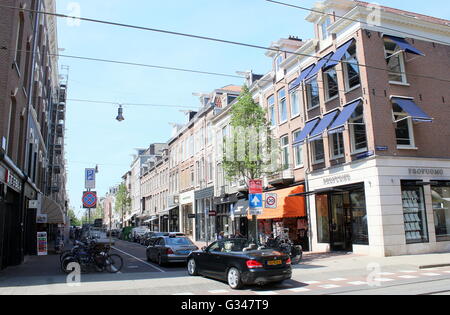 Exclusive stores at the expensive P.C. Hooftstraat  shopping street in Central Amsterdam, Netherlands. Stock Photo
