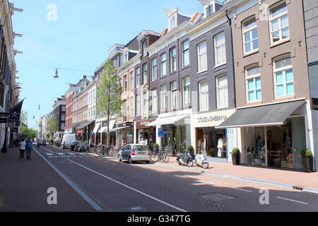 Exclusive stores at the expensive P.C. Hooftstraat  shopping street in Central Amsterdam, Netherlands. Stock Photo