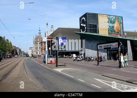 Amsterdam Stedelijk Museum  for modern & contemporary art. Underground Parking garage at corner Van Baerlestraat & Museumplein Stock Photo