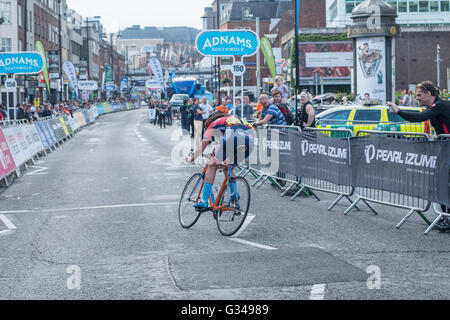A cyclist from Velo Club Londres competing in Croydon Pearl Izumi Matrix Fitness Tour Series Cycling race on the 7h of June 2016 Stock Photo