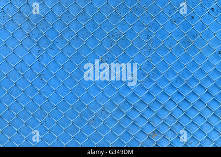 blue fence metal braiding net background texture Stock Photo