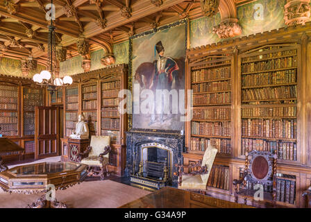 Library in Abbotsford House, former home of the novelist and poet Sir Walter Scott, near Melrose, Scottish Borders, Scotland, UK Stock Photo