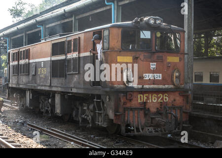 Diesel ring train, old British train in Yangon Yangoon, Myanmar, Burma, Birma, South Asia, Asia Stock Photo