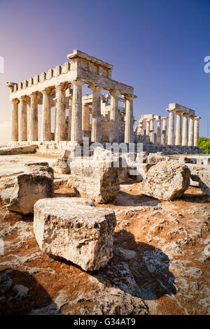 Aphaia temple on Aegina Island in Greece Stock Photo